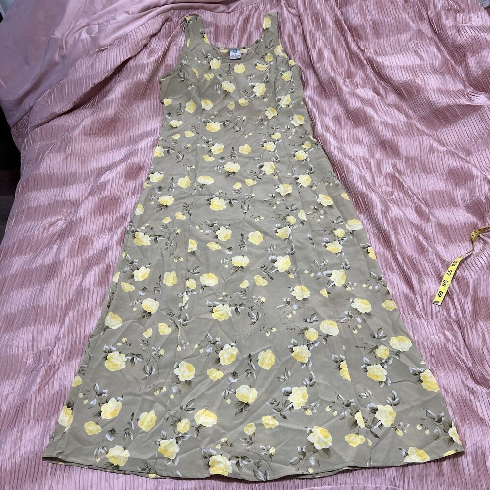 Vintage Old Navy Yellow Floral Maxi Dress Size 6